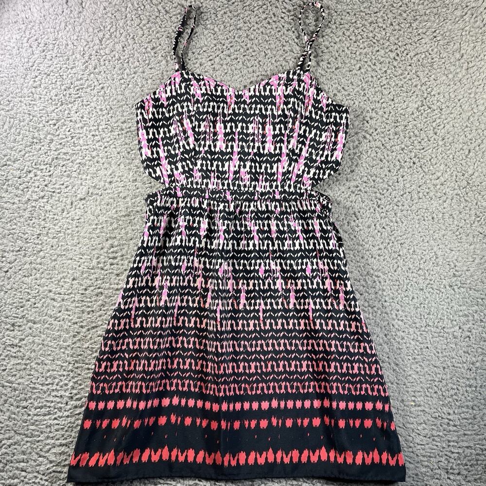American Eagle Outfitters Black Pink Abstract Cutout Mini Dress Size 6